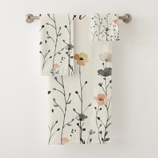 Elégant Fleurs sauvages d'aquarelle avec nom Rusti (En situation)