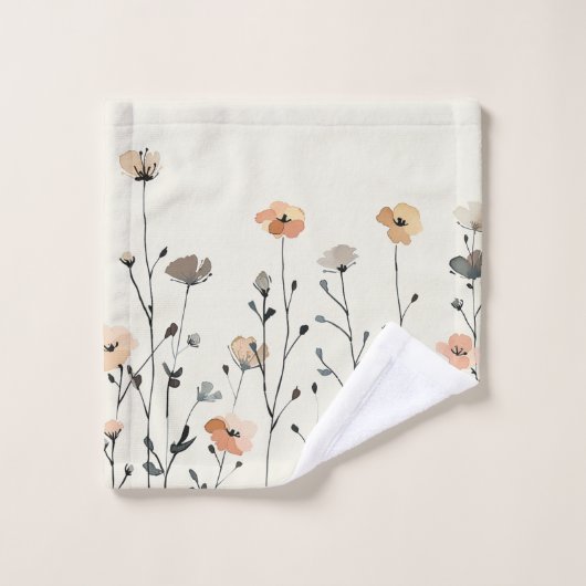 Elégant Fleurs sauvages d'aquarelle avec nom Rusti (Gant de toilette)
