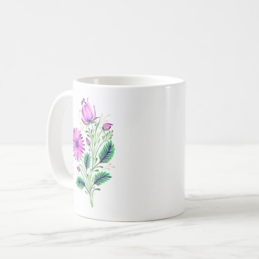 Elégant Fleurs Violettes Mug (Devant gauche)