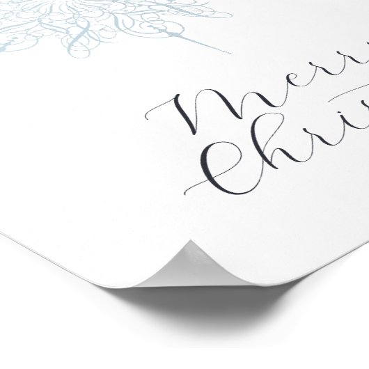 Élégant flocon de neige bleu glace Joyeux affiche  (Coin)