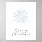 Élégant flocon de neige bleu glace Joyeux affiche  (Devant)