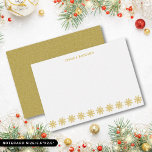 Elégant flocon de neige doré carte de note personn<br><div class="desc">Élégant carte pour notes de flocon doré à personnaliser avec votre nom.</div>