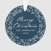 Élégant flocon de neige Wreath Navy photo de Noël (devant)