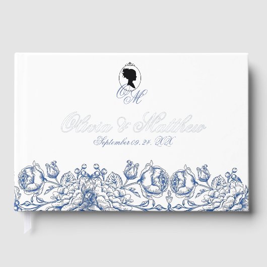 Elégant Flora Monogram Mariage Foil Guestbook (Recto)