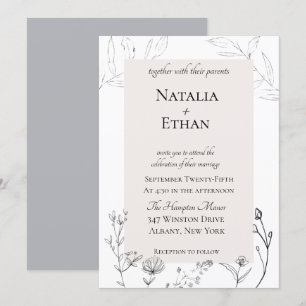 Elegant Flora Wedding Invitation Kaart