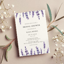 Elegant floraallavender Bridal doucheuitnodiging
