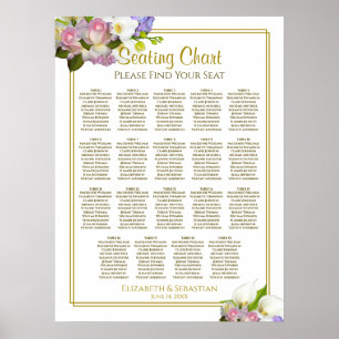 Elegant Floral 19 Tafel-weddenschapenkaart Poster