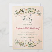 Elegant Floral 30th Birthday Invitation (Devant)
