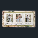 Élégant floral 3 photo avec script Mariage<br><div class="desc">Affichez vos photos de mariage keepsaké avec ce design romantique avec des peonies élégantes de pêche, écru et rose vif avec feuillage vert sauge, trois modèles photo opaques avec citation "From this day forward" en police de script personnalisée (supprimer si désiré et ajouter votre propre texte via l'éditeur de design)....</div>