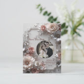 Élégant Floral 3D Enregistrer la date Invitation (Debout devant)