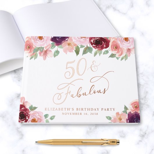 Elégant Floral 50e anniversaire Rose Gold