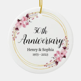 Elegant Floral 50e bruiloft Jubileum Keepsake Keramisch Ornament