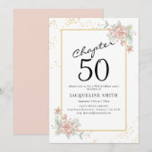 Elegant Floral 50ste verjaardag Kaart (Voorkant / Achterkant)