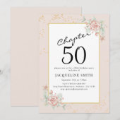 Elegant Floral 50ste verjaardag Kaart (Voorkant / Achterkant)
