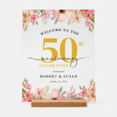 Elegant Floral 50th Wedding Anniversary Welcome (Recto)
