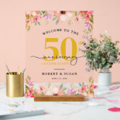 Elegant Floral 50th Wedding Anniversary Welcome (Mariage)