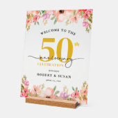 Elegant Floral 50th Wedding Anniversary Welcome (Angle)