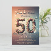 Elegant Floral 50th Wedding Jubileum Kaart (Staand voorkant)