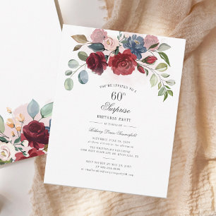 Elegant Floral 60th Birthday Party Kaart