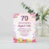 Elégant Floral 70e anniversaire de fête Invitation (Debout devant)