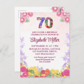 Elégant Floral 70e anniversaire de fête Invitation (Devant / Derrière)