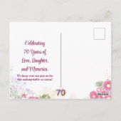Elégant Floral 70e anniversaire de fête Invitation (Dos)