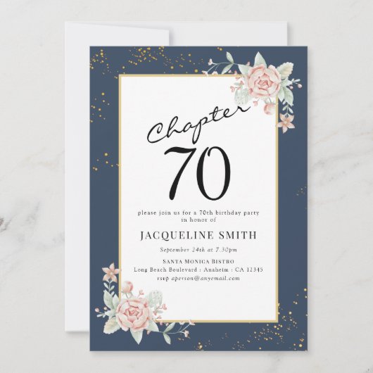 Elegant Floral 70ste verjaardag Kaart (Voorkant)