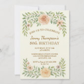 Elégant Floral 80e anniversaire de fête Invitation (Devant)