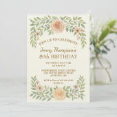 Elégant Floral 80e anniversaire de fête Invitation (Debout devant)