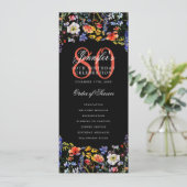 Élégant Floral 80e Anniversaire Programme Noir (Debout devant)