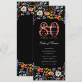 Élégant Floral 80e Anniversaire Programme Noir (Devant / Derrière)