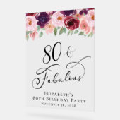 Elégant Floral 80e fête d'anniversaire Bienvenue C (Angle)