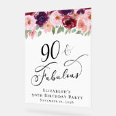 Elégant Floral 90e anniversaire de fête Bienvenue (Angle)