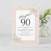 Elégant Floral 90e anniversaire Invitation (Debout devant)