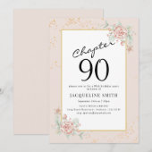 Elégant Floral 90e anniversaire Invitation (Devant / Derrière)