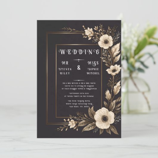 Elégant Floral Abstract Design Invitation (Debout devant)