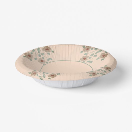 Elegant Floral accented Peach Paper Designer Bowl Papieren Kommen (Gebogen)