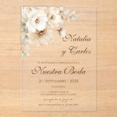 Elegant Floral Acrylic Wedding Invitation (Recto)