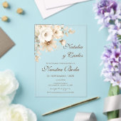 Elegant Floral Acrylic Wedding Invitation (Insitu (Mariage))