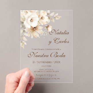 Elegant Floral Acrylic Wedding Invitation Acryl Uitnodigingen