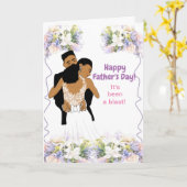 Elegant Floral African American Vaderdag Kaart (Gele Bloem)