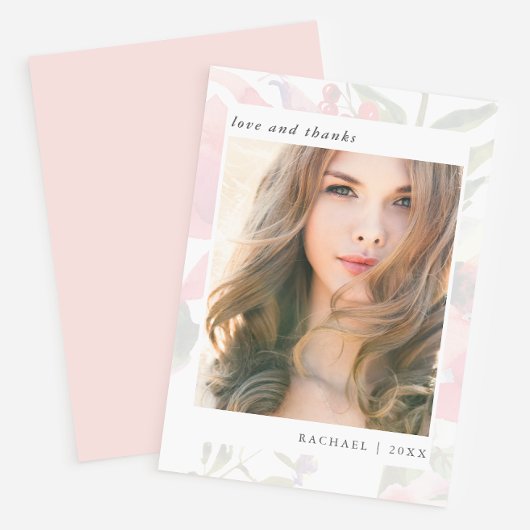 Elegant Floral Afstuderen foto dank u Bedankkaart