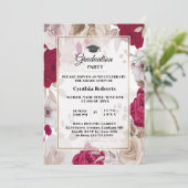 Elegant Floral Afstuderen Invitation Kaart (Staand voorkant)