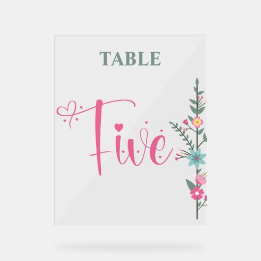 Élégant Floral Amour Numéro de Table de Mariage DE (Recto)