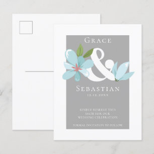 Elegant Floral Ampersand Wedding Save the Date Aankondigingskaart