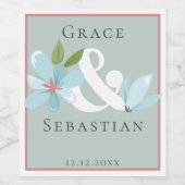 Elegant Floral Ampersand Wedding Wijn Etiket (Enkel label)