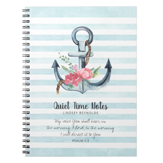 Elegant Floral Anchor Monogram Quiet Time Notitieboek (Voorkant)