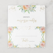 Elegant Floral and Gold Place Card (Buitenkant ongevouwen)