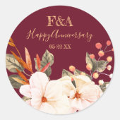 Elegant Floral Anniversary Sticker (Devant)
