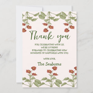 Elegant floral anthurium baby shower message bedankkaart